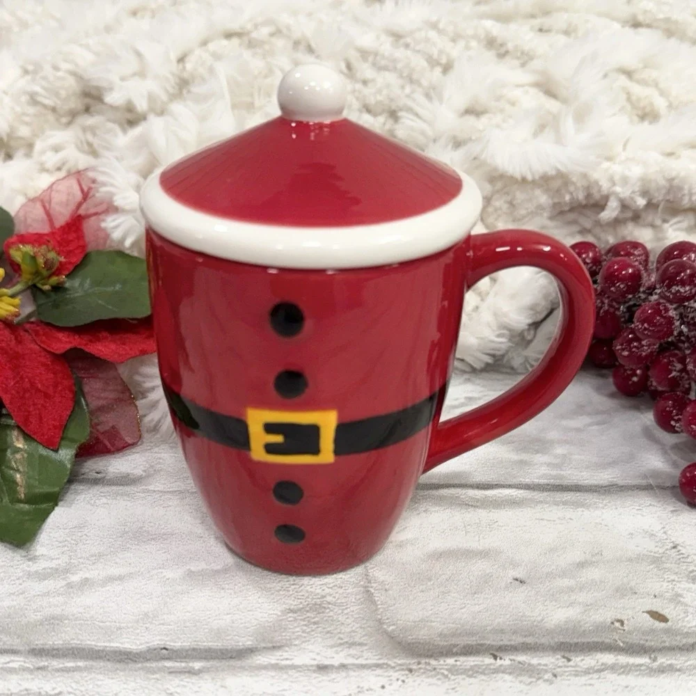 Cookies for Santa Ceramic Plate & Milk Mug Red & White Christmas Holiday Decore